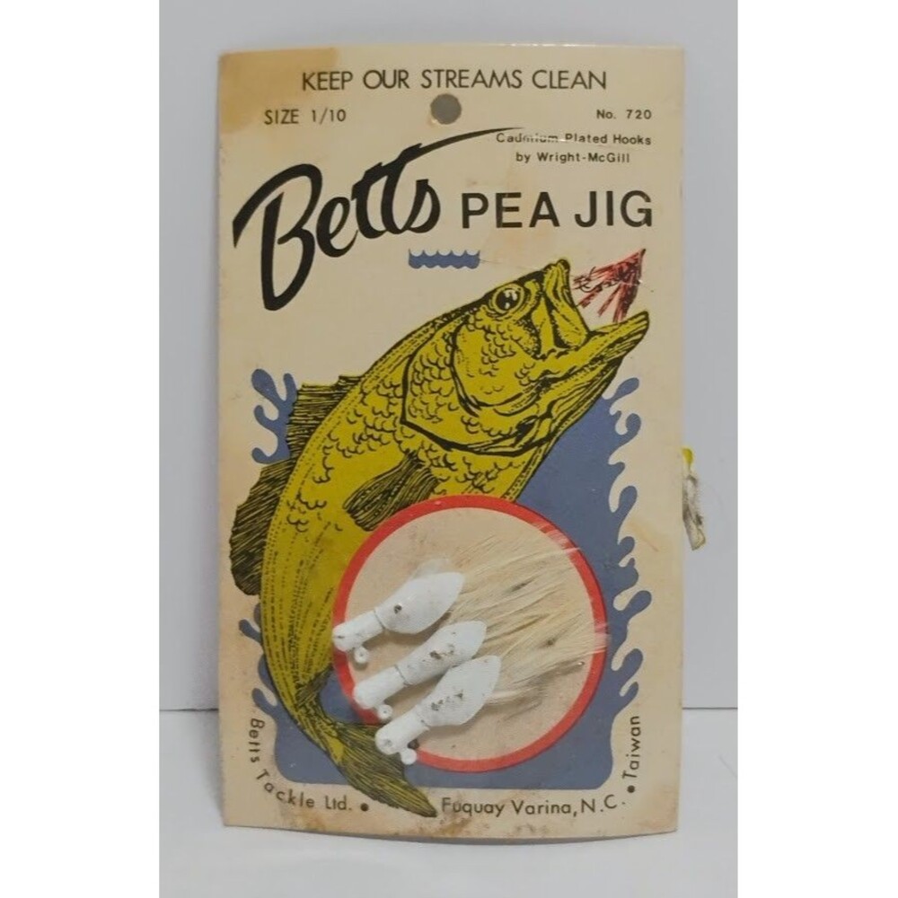 VINTAGE BETTS TACKLE LTD. 1/10 PEA JIG WHITE NOS NEW OLD STOCK